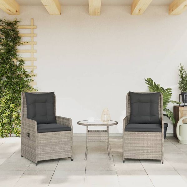 vidaXL Chaises inclinables de jardin lot de2 gris clair r&eacute;sine tress&eacute;e
