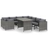 vidaXL Salon de jardin 9 pcs avec coussins R&eacute;sine tress&eacute;e Gris