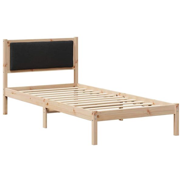 vidaXL Cadre de lit avec t&ecirc;te de lit Noir 90 x 190 cm Pin massif