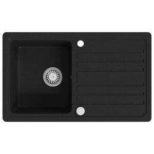 vidaXL &Eacute;vier de cuisine en granite avec &eacute;gouttoir r&eacute;versible Noir