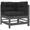 vidaXL Canap&eacute; d'angle avec coussins gris bois de pin solide