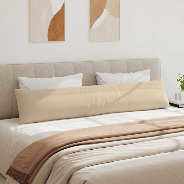 vidaXL Coussins de canap&eacute; 2 pcs Cr&egrave;me 200 x 40 cm tissu