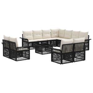 vidaXL Ensemble de canap&eacute; de jardin 12 pcs Noir et blanc cr&egrave;me