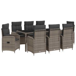 vidaXL Ensemble de repas ext&eacute;rieur 9 pc Gris clair et gris fonc&eacute;
