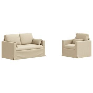 vidaXL Ensemble de Canap&eacute;s 2 pcs Cr&egrave;me 139 x 78 x 80 cm tissu