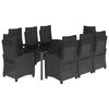 vidaXL Ensemble &agrave; manger de jardin 9pcs coussins noir r&eacute;sine tress&eacute;e