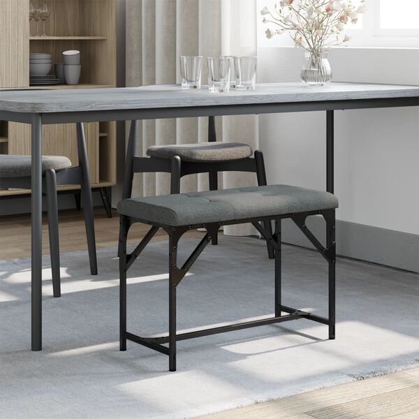vidaXL Banc &agrave; manger gris fonc&eacute; 62x32x45 cm acier et tissu