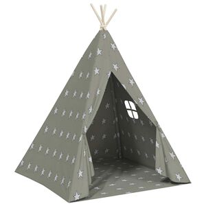 vidaXL Tente tipi pour enfants avec sac Polyester Gris 115x115x160 cm