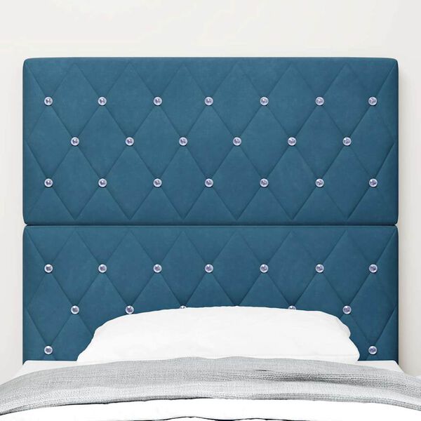 vidaXL T&ecirc;te de lit LED avec t&ecirc;te de lit Bleu fonc&eacute; 90 cm Polyester