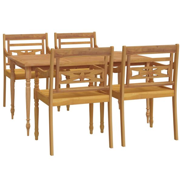 vidaXL Ensemble &agrave; manger de jardin 5 pcs Bois de teck massif