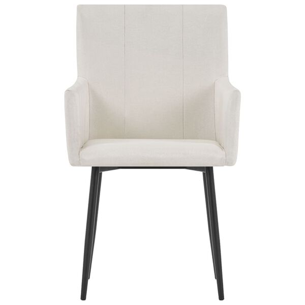 vidaXL Chaises &agrave; manger et accoudoirs lot de 2 cr&egrave;me tissu