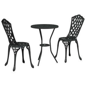 vidaXL Ensemble bistro de jardin 3 pcs Noir Aluminium