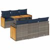 vidaXL Salon de jardin avec coussins 7 pcs gris r&eacute;sine tress&eacute;e acacia