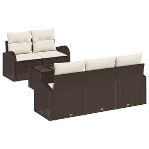 vidaXL Ensemble de canap&eacute; de jardin 6 pcs Marron et Cr&egrave;me polyrotin