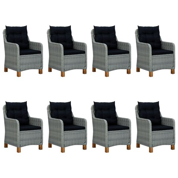 vidaXL Ensemble &agrave; manger d'ext&eacute;rieur et coussins 9 pcs r&eacute;sine tress&eacute;e