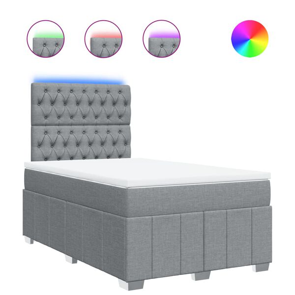 vidaXL Sommier &agrave; lattes de lit et matelas gris clair 120x190 cm tissu