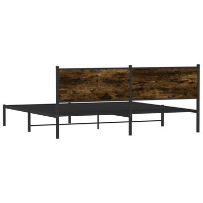 vidaXL Cadre de lit en métal sans matelas chêne fumé 160x200 cm