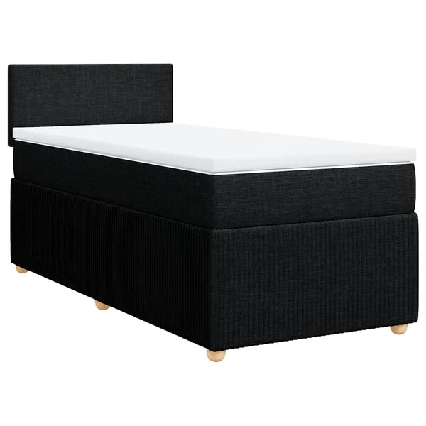 vidaXL Sommier &agrave; lattes de lit avec matelas Noir 90x190 cm Tissu