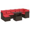 vidaXL Salon de jardin avec coussins 8pcs marron r&eacute;sine tress&eacute;e acacia