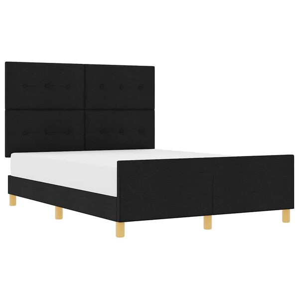 vidaXL Cadre de lit avec tête de lit Noir 140 x 190 cm tissu