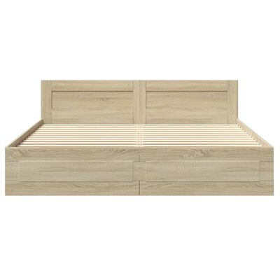 vidaXL Cadre de lit tête de lit sans matelas chêne sonoma 200x200 cm