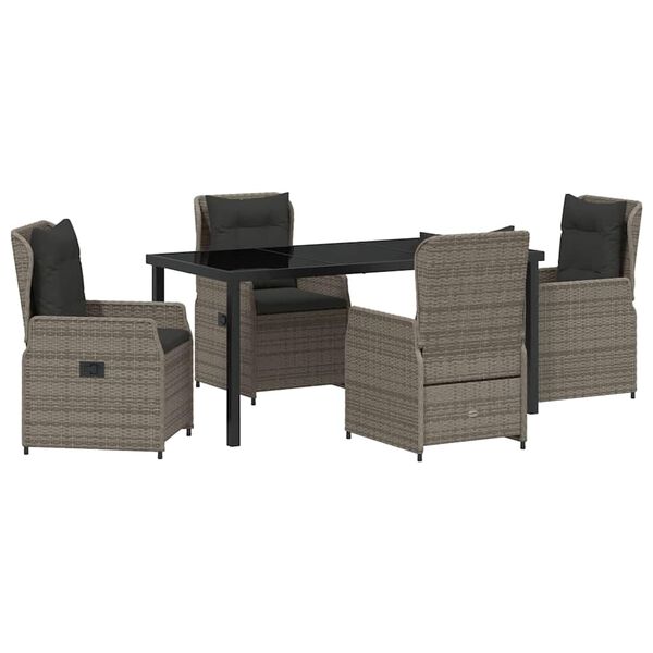 vidaXL Ensemble de salle &agrave; manger pour jardin 5 pcs Gris polyrotin