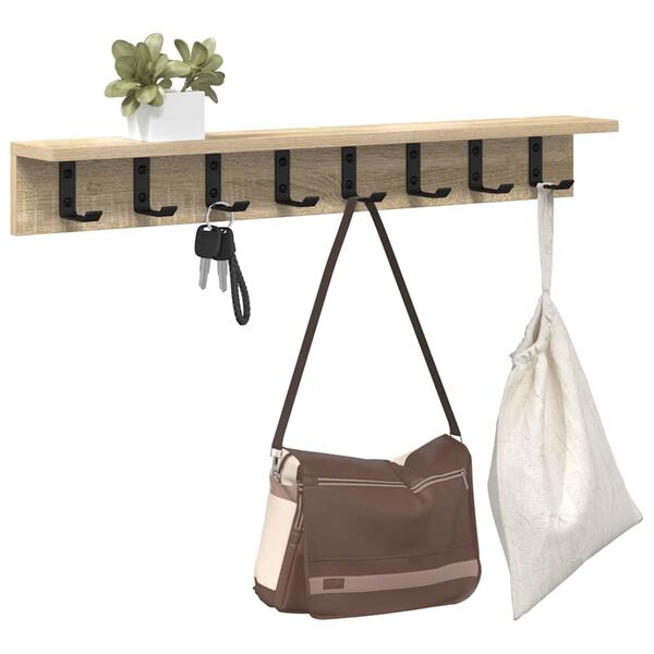 vidaXL Porte-manteau mural Ch&ecirc;ne Sonoma 80 x 10,5 x 10,5 cm