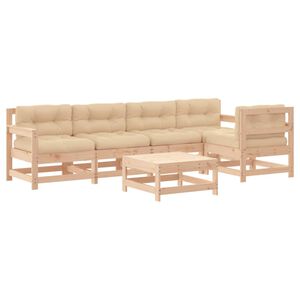 vidaXL Salon de jardin 6 pcs avec coussins bois massif