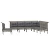 vidaXL Salon de jardin 7 pcs avec coussins Gris R&eacute;sine tress&eacute;e