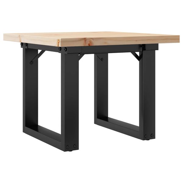vidaXL Table basse cadre en O 50x50x35,5cm bois de pin massif et acier