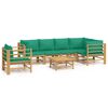 vidaXL Salon de jardin 7 pcs avec coussins vert bambou