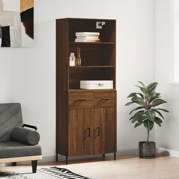 vidaXL Buffet haut Ch&ecirc;ne marron 69,5x34x180 cm Bois d'ing&eacute;nierie