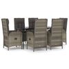 vidaXL Ensemble &agrave; manger jardin et coussins 7 pcs Noir et gris Rotin