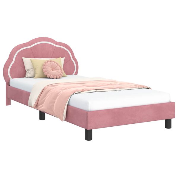 vidaXL Cadre de lit pour enfants avec t&ecirc;te de lit Rose 90 x 190 cm