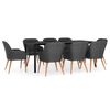 vidaXL Ensemble &agrave; manger de jardin avec coussins 9 pcs noir
