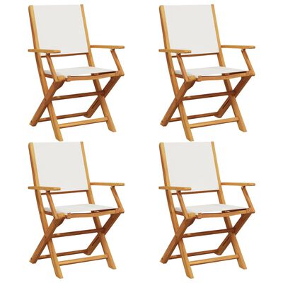 vidaXL Chaises de jardin pliantes lot de 4 tissu et bois massif