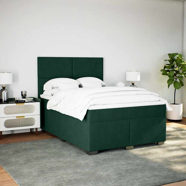 vidaXL Sommier &agrave; lattes de lit et matelas Vert fonc&eacute; 160x200cm Velours