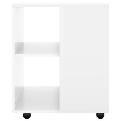 vidaXL Armoire à roulettes Blanc brillant 60x53x72cm Bois d’ingénierie