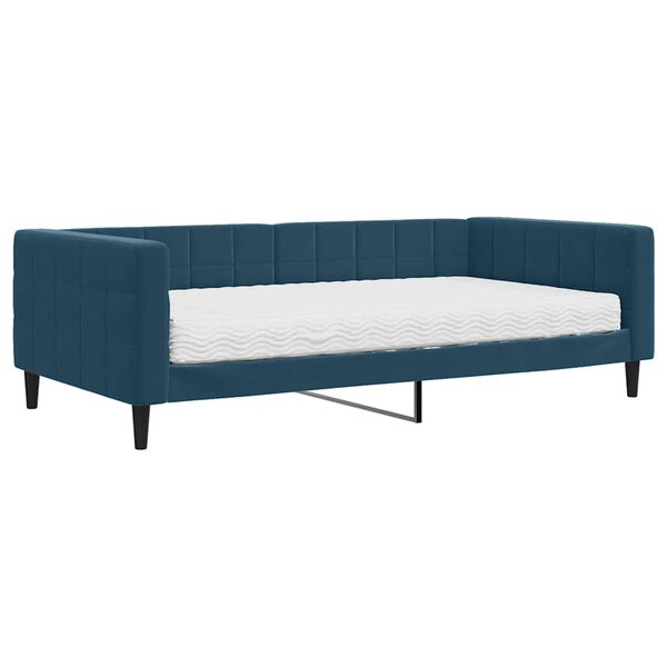 vidaXL Lit de jour avec matelas bleu 100x200 cm velours