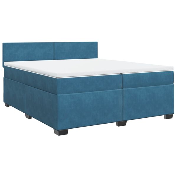 vidaXL Sommier &agrave; lattes de lit et matelas Bleu fonc&eacute; 200x200cm Velours