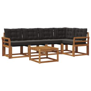 vidaXL Ensemble de canap&eacute;s d'ext&eacute;rieur 6 pc Naturel et Noir