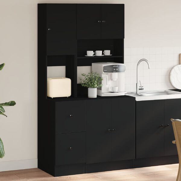 vidaXL Armoire de cuisine noir 95x50x180 cm bois d'ing&eacute;nierie
