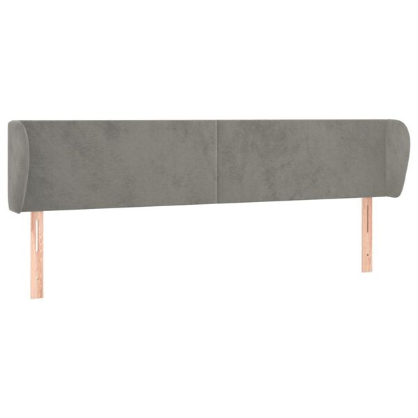 vidaXL T&ecirc;te de lit avec oreilles Gris clair 163x23x78/88 cm Velours