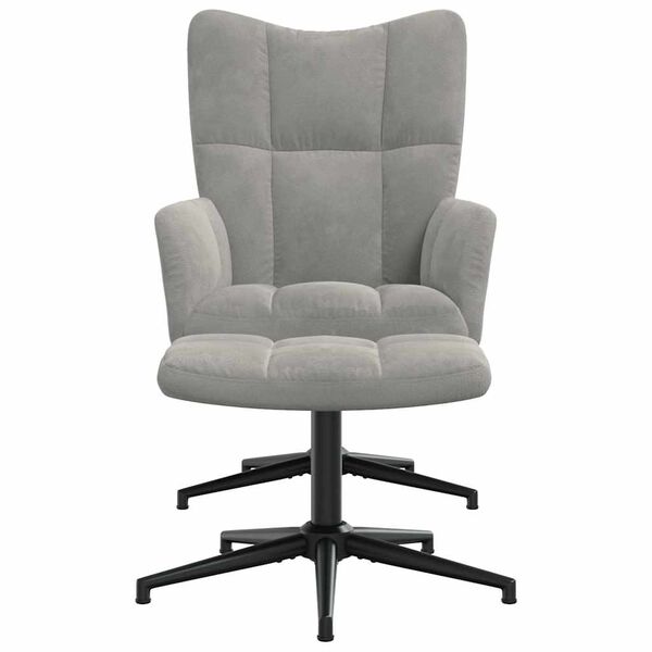 vidaXL Chaise de relaxation avec tabouret Gris clair Velours