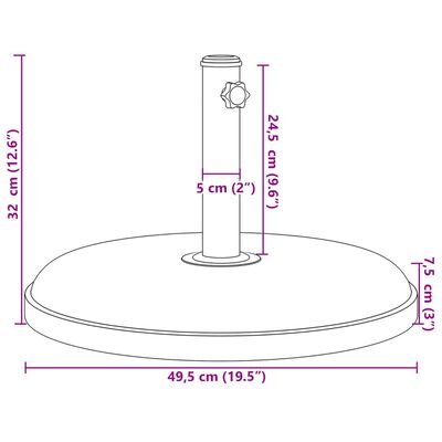 vidaXL Base de parasol pour mâts Ø32/35/38 mm 25 kg rond