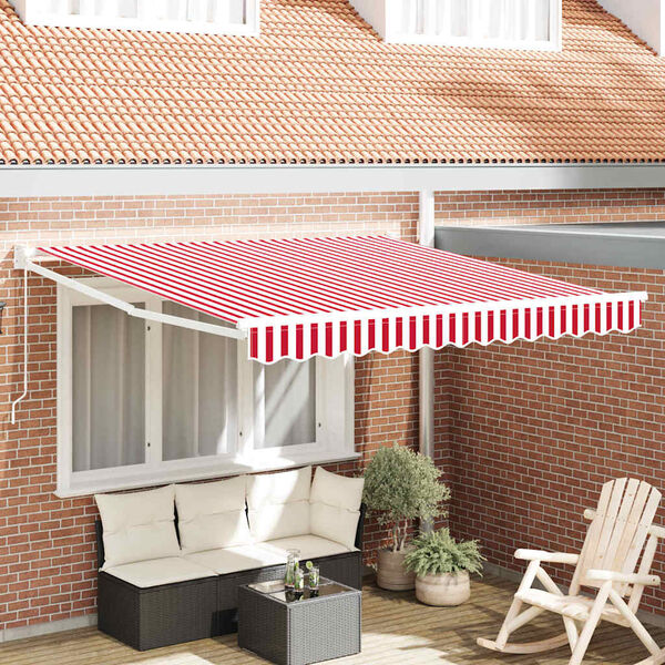 vidaXL Auvent R&eacute;tractable Rouge et Blanc 300 x 250 cm Polyester, M&eacute;tal