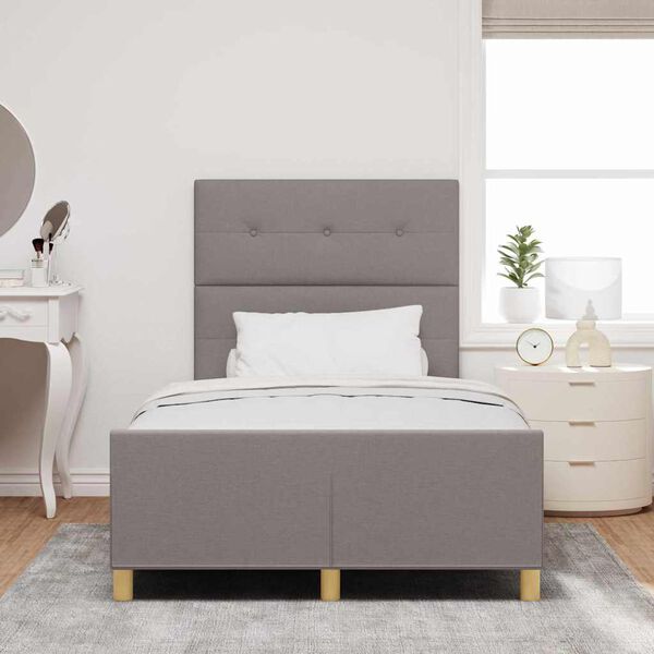 vidaXL Cadre de lit avec t&ecirc;te de lit Taupe 120 x 200 cm tissu