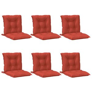 vidaXL Coussins de chaise &agrave; dossier bas lot de 6 rouge m&eacute;lang&eacute; tissu