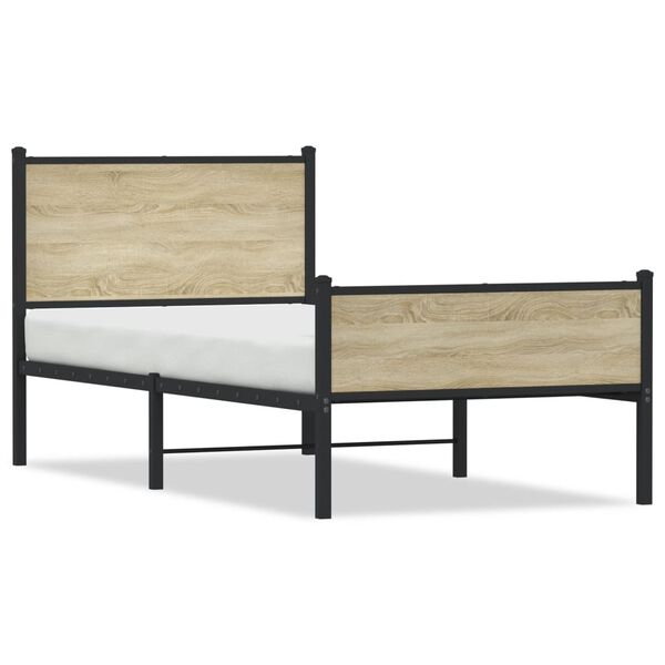 vidaXL Cadre de lit en métal sans matelas chêne sonoma 90x200 cm