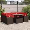 vidaXL Salon de jardin avec coussins 7pcs marron r&eacute;sine tress&eacute;e